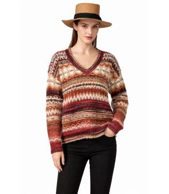 Women's Earth V neck Sweater Top  KN26838