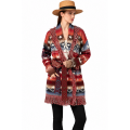 Women's Grand Canyon Aztec Fringe Open Front Sweater Cardigan KN26845