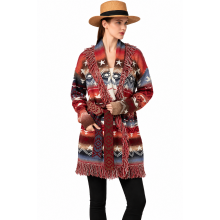 Women's Grand Canyon Aztec Fringe Open Front Sweater Cardigan KN26845