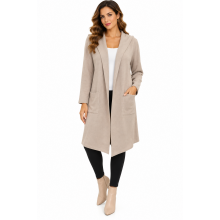 Women's Knit Relaxed Patch Pocket Open Front Long Cardigan Jacket KN26849