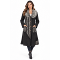 Women Black and White Patch Fur Jacket Coat KT26814