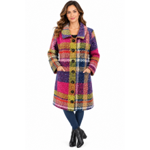 Women's Purple  Multi Holidays  Plaid Long Jacket KT26818