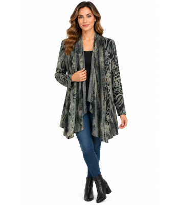 Women's Forest Green Burnout Open Front Cardigan KV26855