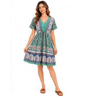 RAYON WOVEN SHORT DRESS KTB458 