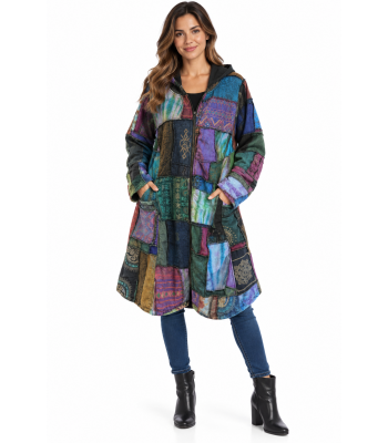 Cotton Stonewash Patchwork Fleece Lining Jacket KTD26376