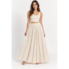 Cotton Comfy Panel Ombre Long Skirt  KTK26307