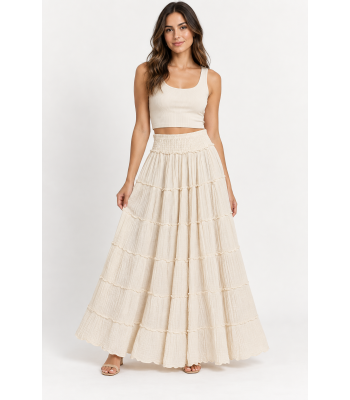 Cotton Comfy Panel Ombre Long Skirt KTK26307