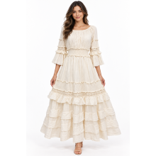 Cotton Ombre Lace and Crochet Layers 3/4  White Queen Dress  KTK26320