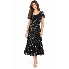 Rayon Tie Dye Cap Slv Cali Short Dress KTP393