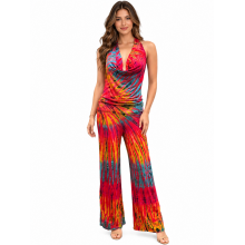 Rayon Tie Dye  Jumpsuit Overall  KTP938  Red