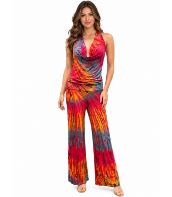 Rayon Tie Dye  Jumpsuit Overall  KTP938  Red 