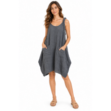 Cotton Asymmetric Gray Dress KTX2536
