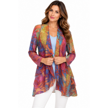 Women's   Red Forest Multi  Open Front  Cardigan KV2324