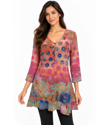 Women's Grand Mountain  Polka Burnout  V neck Tunic KV24159
