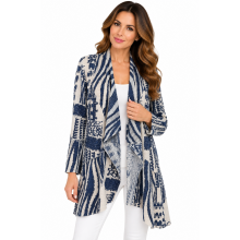 Women's Blue Wave Burnout Open Front Cardigan KV25061