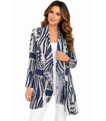 Women's Blue Wave Burnout Open Front Cardigan KV25061