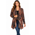 Women's Rust Burnout Grand Canyon Open Front Long Cardigan KV26863