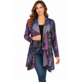 Women's Purple Burnout California Open Front Long Cardigan KV26863