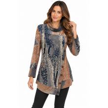 Cowl Neck Side Button Tunic Top  KV7092