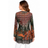 Women's  Swing Red Multi Floral Layers Long Sleeve  V neck  Top KV8038