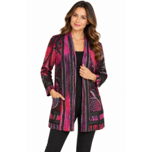 Black Multi Long Open Front Cardigan Wholesale KV8201