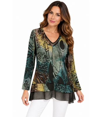 Women's  Silver V Neck Top (KV8211)