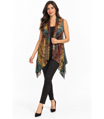 Women's Neelam Open Front Long Vest KV8220 PLUS