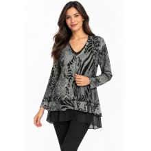 Women's V Neck Long Sleeve Top Plus Size (KV8227)