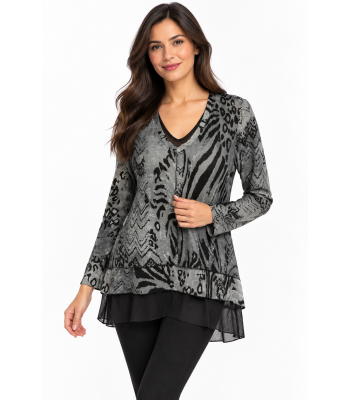 Women's V Neck Long Sleeve Top (KV8227)