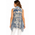 Sky Blue Burnout Sleeve Less Open Long Vest KV91064
