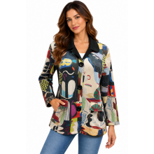 Women Multi Color Floral Suede Holiday Jacket KX25599
