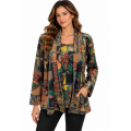 Women's Multi Color Festive Twin in one Tunic Top KX26764