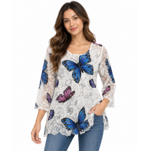 Lady's Multi Butterfly Net Print Fabric (KZ23372)