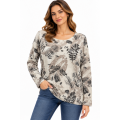 Women's Leaf Abstract Super Soft Sweater Top KZ26887