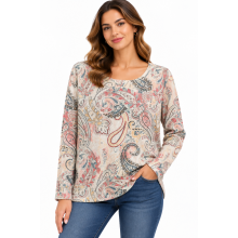 Women's Pink Paisley Super Soft Sweater Top KZ26888