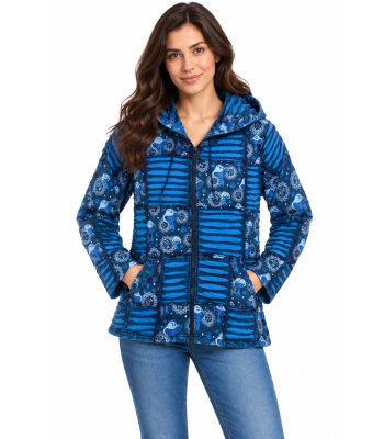 Cotton Blue Razor Cut Mushroom Sun Moon Jacket LF126
