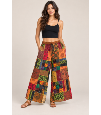 Cotton Floral Artwork Wide Leg Palazzo Pant LF134
