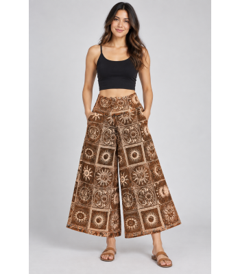 Cotton Golden Sun Moon Palazzo Pant LF136