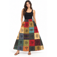 Cotton Multi Color Patchwork Skirt  LF90