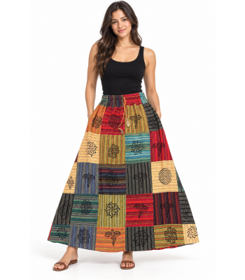 Cotton Multi Color Patchwork Skirt LF90