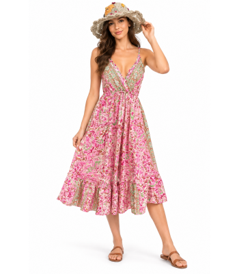 Silk Poly  V neck  Dress MB30