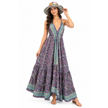 Silk Poly Multi English Long Dress MB31