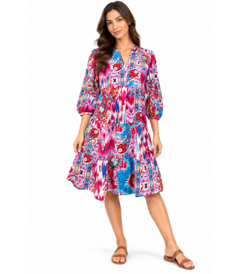 Cotton Viscose 3/4 Slv Floral Tunic MD41