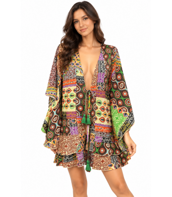 Cotton Viscose Multi Color  Open Front  Cardigan MD44