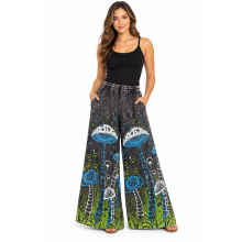 Cotton Both Side Artwork Jungle of Mushroom Palazzo Pant  NC26903