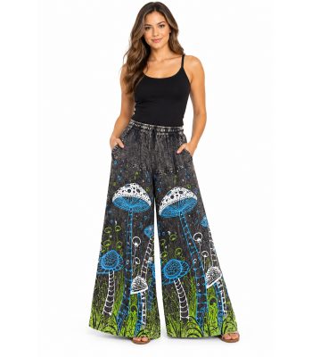Cotton Both Side Artwork Jungle of Mushroom Palazzo Pant  NC26903 