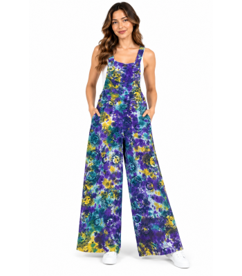 Cotton Sun Moon Galaxy Design Tie Dye Overalls NC64