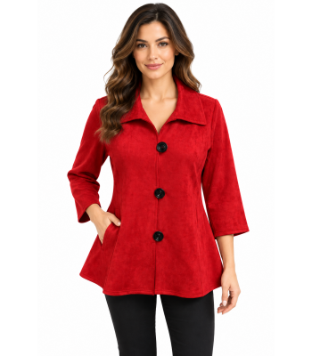 Women's Three Button Red Button Collar Jacket Wholesale RK1275