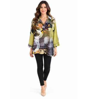 Women's Multi Color V Neck Tunic Top  (RK231)