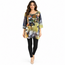 Women's  Multi Leaf floral  Round Neck Tunic (RK234)